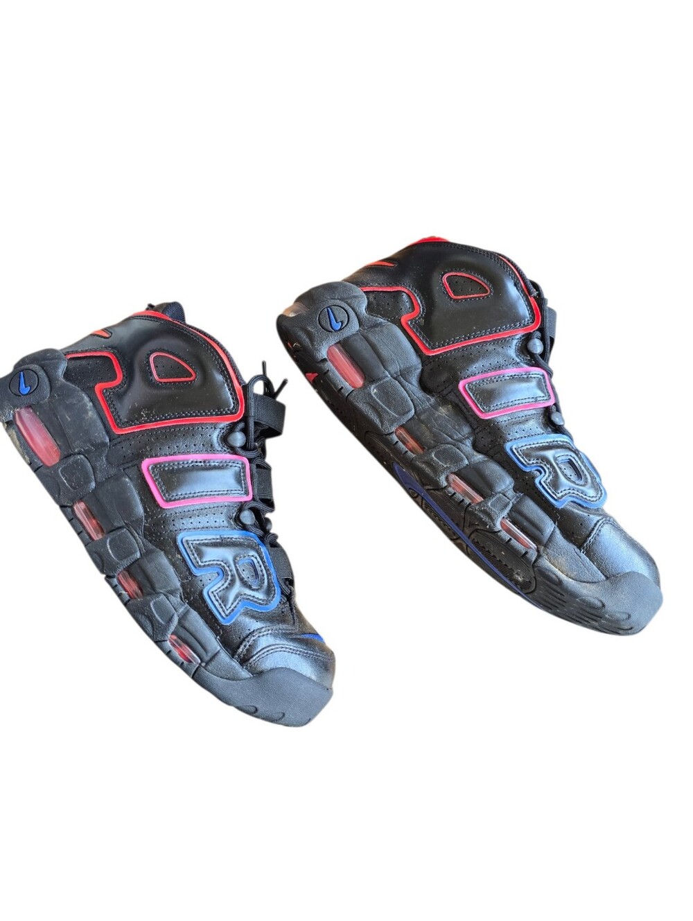 Nike Air More Uptempo Black Multi-Color Outline Sneakers Men's Size 10.5 - Picture 4 of 9
